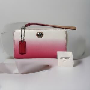 NWT Vintage Coach F62255 Peyton Ombre EW Wristlet SV / Pomegranate